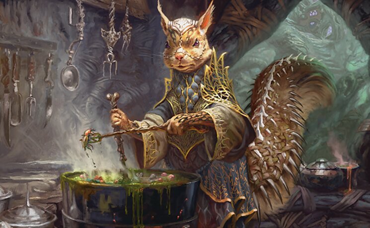 Hazel's Brewmaster - Bloomburrow Commander Magic: The Gathering Card - Creature — Squirrel Warlock by Simon Dominic