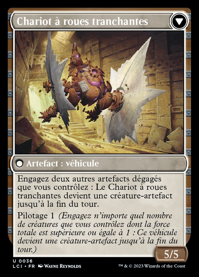 Chariot à roues tranchantes