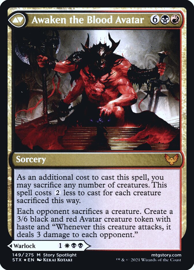 Extus, Oriq Overlord // Awaken the Blood Avatar (Strixhaven: School of Mages Promos #149s)