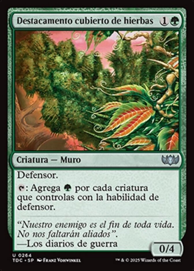 Destacamento cubierto de hierbas