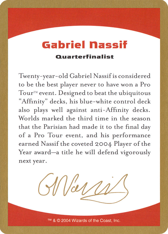 Gabriel Nassif Bio (World Championship Decks 2004 #gn0a)