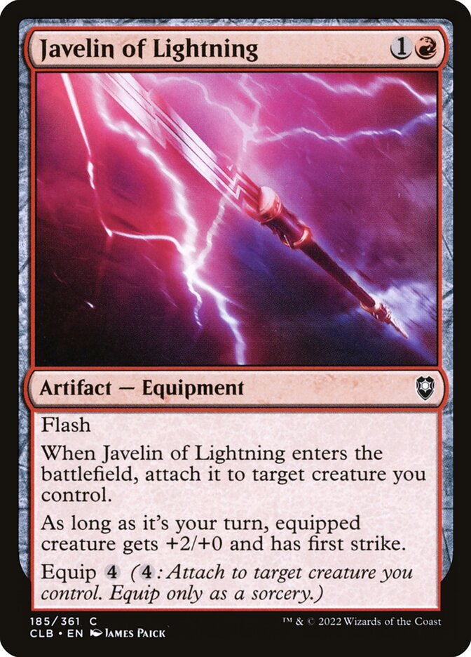 Javelin of Lightning · Commander Legends: Battle for Baldur's Gate (CLB)  #185 · Scryfall Magic: The Gathering Search