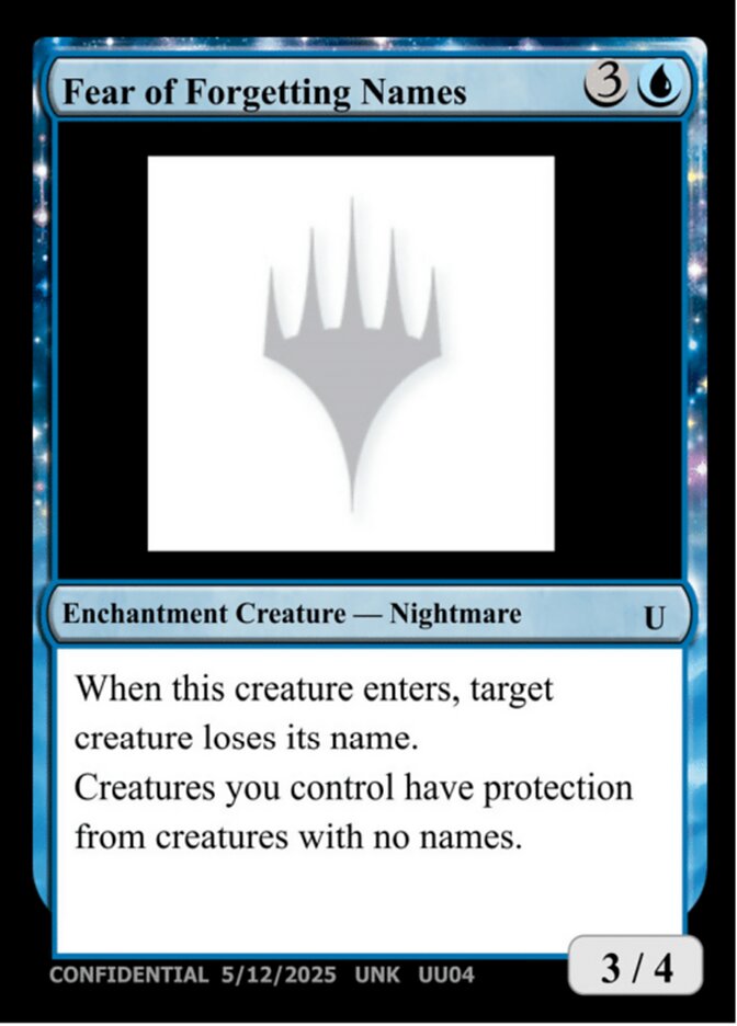 Fear of Forgetting Names MTG card