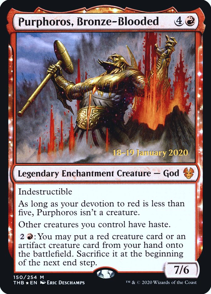 Purphoros, Bronze-Blooded (Theros Beyond Death Promos #150s)