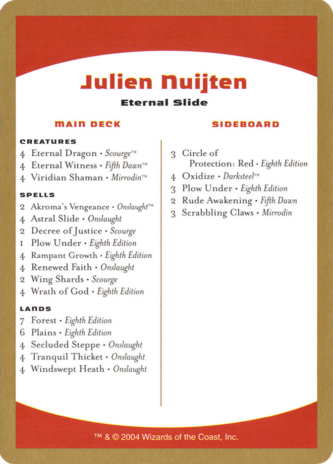 Julien Nuijten Decklist (World Championship Decks 2004 #jn0b)
