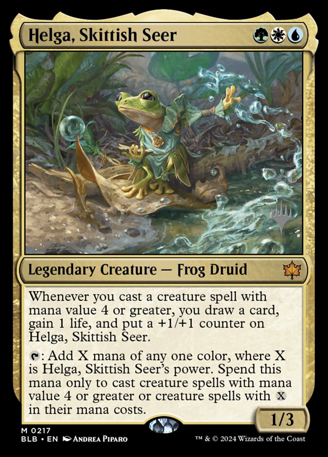 Helga, Skittish Seer (Bloomburrow Promos #217p)