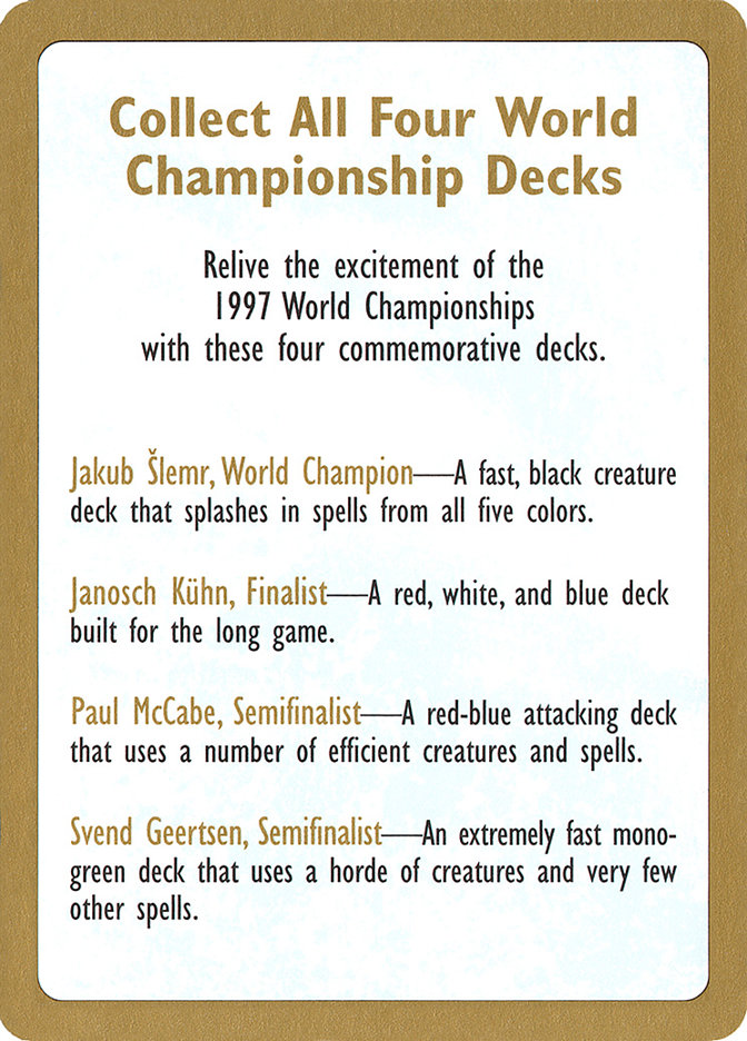 2003 World Championship Blank Card - World Championship Decks - Magic: The  Gathering