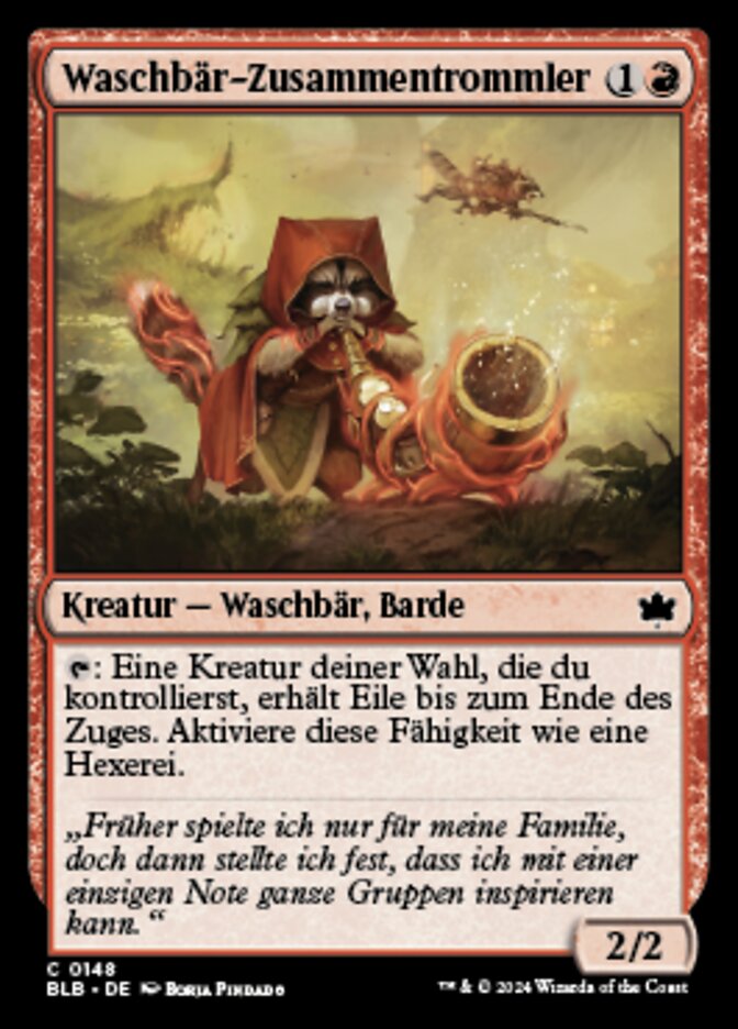 Waschbär-Zusammentrommler