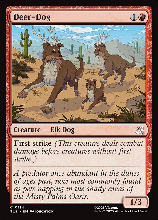 Deer-Dog - Ionomycin (2025) A predator once abundant in the dunes of ages past, now most commonly found as pets napping in the shady areas of the Misty Palms Oasis.