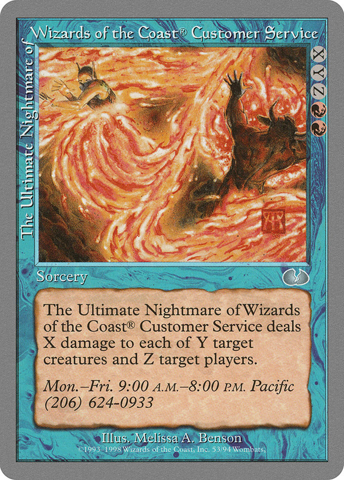 Oversigt lyse tør The Ultimate Nightmare of Wizards of the Coast® Customer Service · Unglued  (UGL) #53 · Scryfall Magic: The Gathering Search