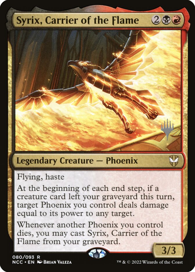 Syrix, Carrier of the Flame (New Capenna Commander Promos #80p)