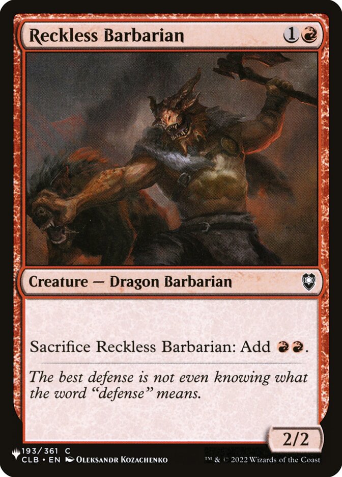 Reckless Barbarian (The List #CLB-193)