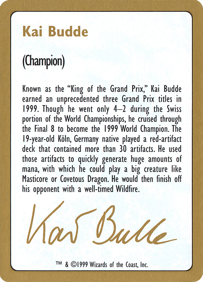 Kai Budde Bio (World Championship Decks 1999 #kb0a)