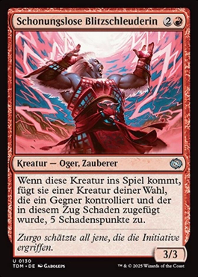 Schonungslose Blitzschleuderin