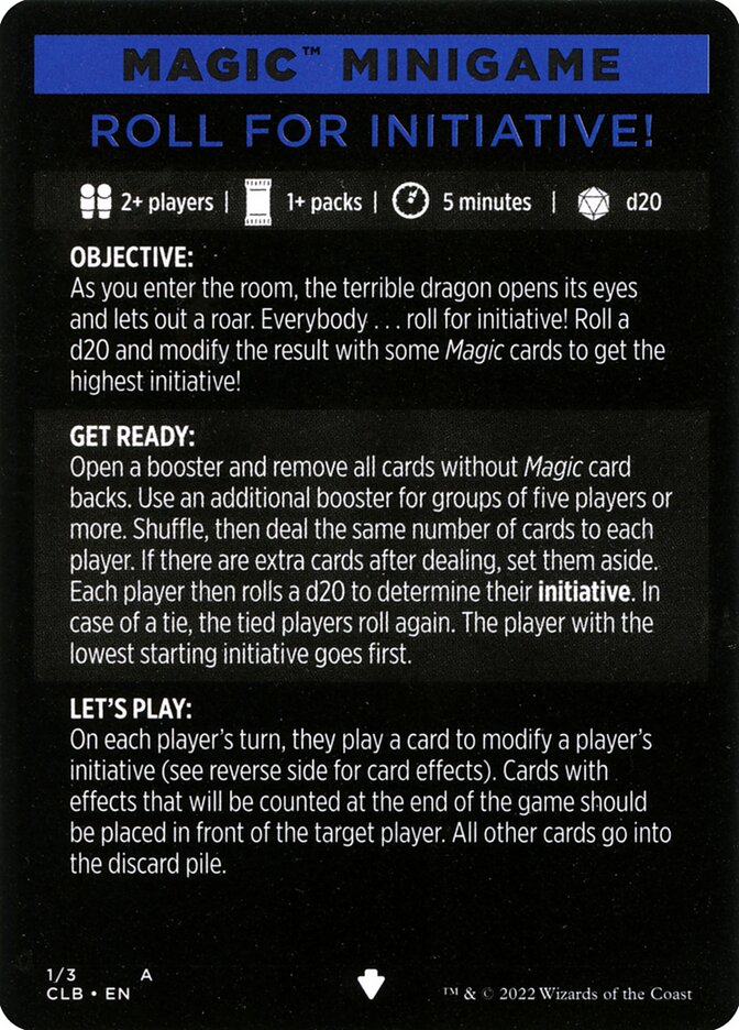 Roll for Initiative // Roll for Initiative (cont'd) (Commander Legends: Battle for Baldur's Gate Minigames #1)