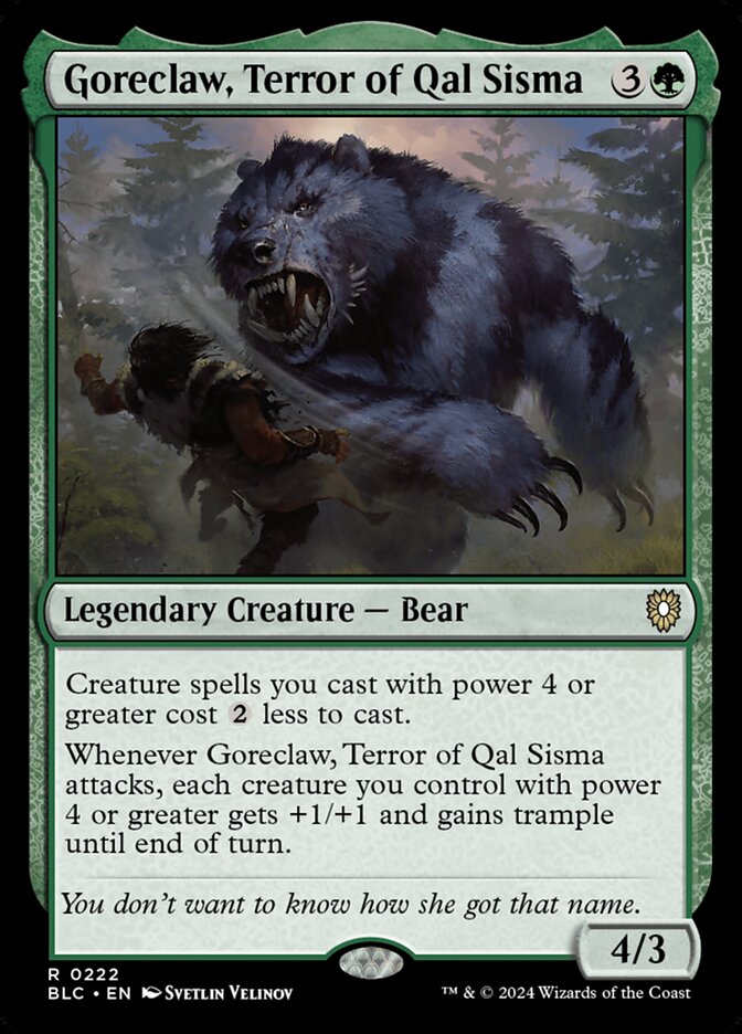 Goreclaw, Terror of Qal Sisma (Bloomburrow Commander #222)