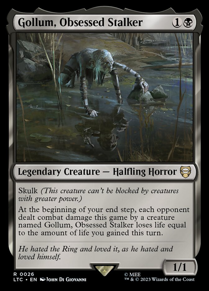Gollum, Obsessed Stalker Extended Art MTG Lord Of The Rings R 0109