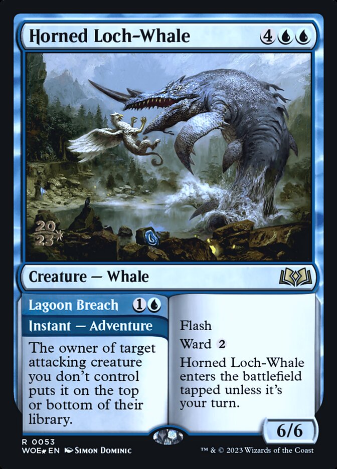 Horned Loch-Whale // Lagoon Breach (Wilds of Eldraine Promos #53s)