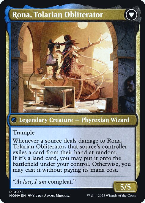 Rona, Herald of Invasion // Rona, Tolarian Obliterator (March of the Machine Promos #75s)