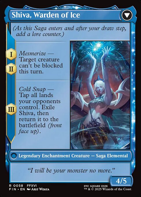 Shiva, Warden of Ice - Final Fantasy Rare Card (Back)