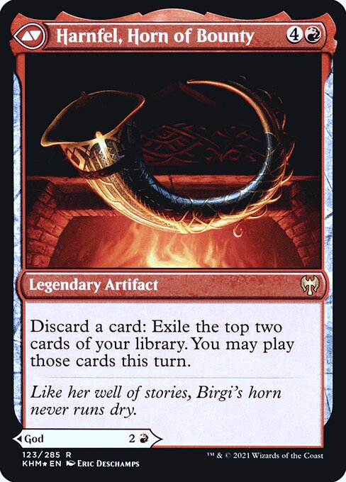 Birgi, God of Storytelling // Harnfel, Horn of Bounty back