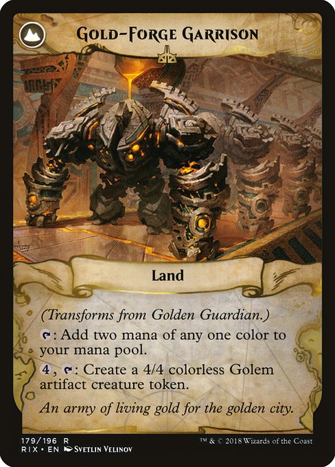 Golden Guardian // Gold-Forge Garrison (Rivals of Ixalan #179)