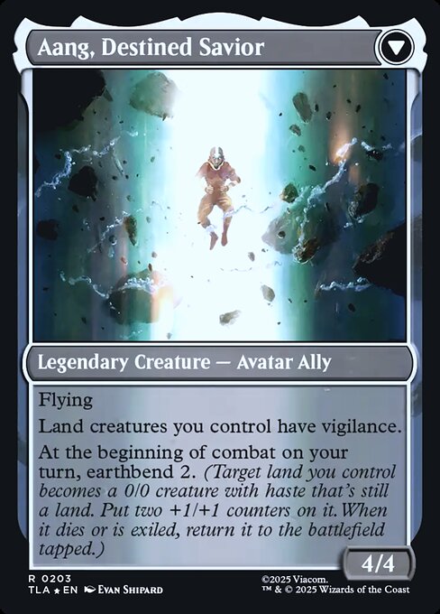 Aang, at the Crossroads // Aang, Destined Savior magic the gathering card art