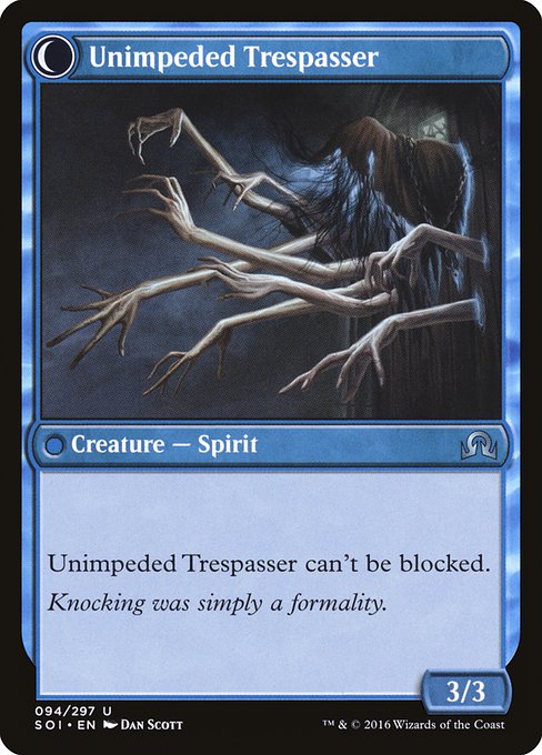 Uninvited Geist // Unimpeded Trespasser (Shadows over Innistrad #94)