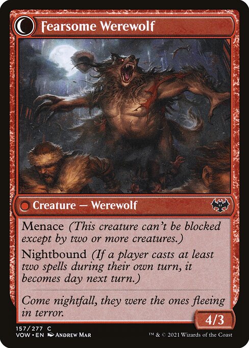 Fearful Villager // Fearsome Werewolf (Innistrad: Crimson Vow #157)
