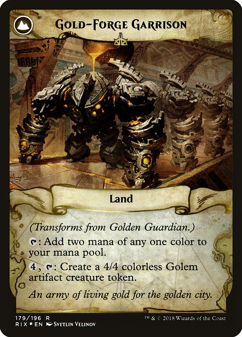 Golden Guardian // Gold-Forge Garrison (Rivals of Ixalan Promos #179s)