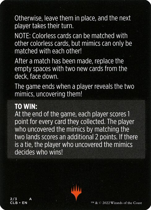 Mimic Match // Mimic Match (cont'd) (Commander Legends: Battle for Baldur's Gate Minigames #2)