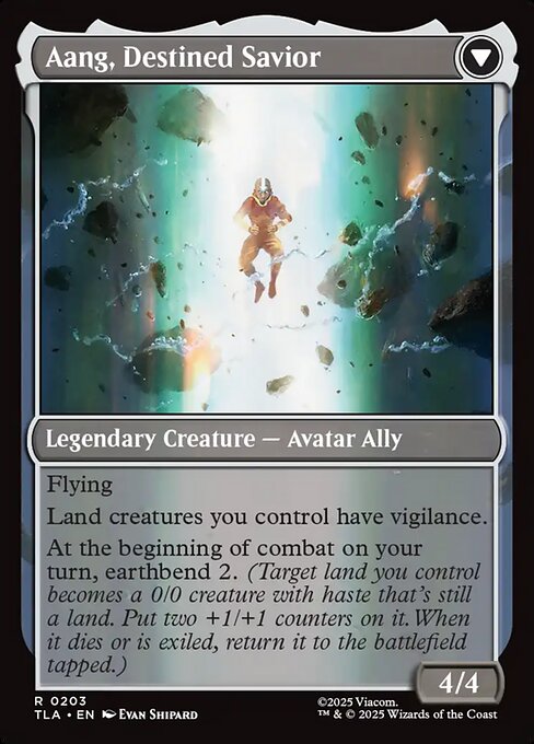 Aang, at the Crossroads // Aang, Destined Savior magic the gathering card art