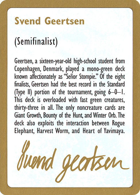 Svend Geertsen Bio (World Championship Decks 1997 #sg0a)