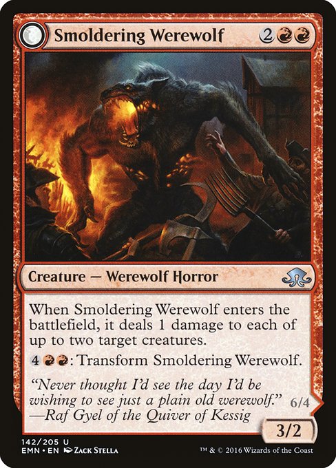 Smoldering Werewolf // Erupting Dreadwolf (Eldritch Moon #142)