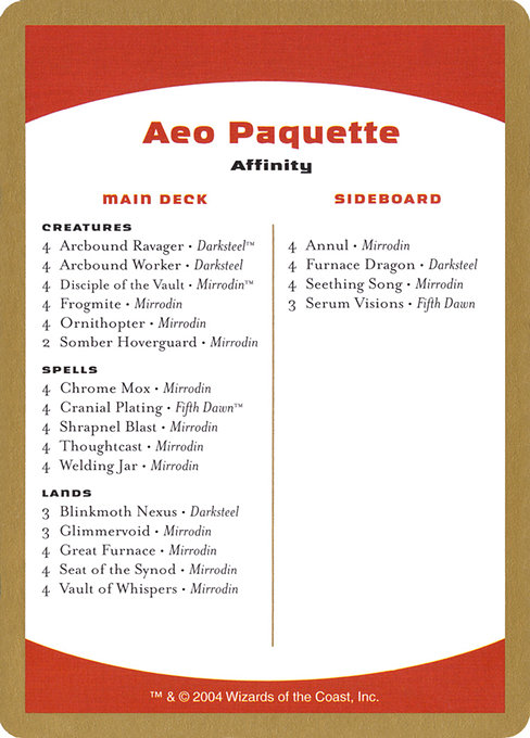 Aeo Paquette Decklist (WC04)