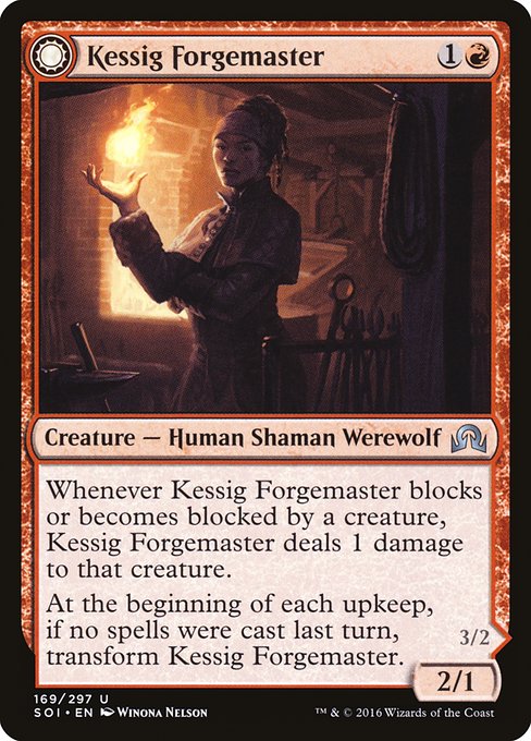 Kessig Forgemaster // Flameheart Werewolf (Shadows over Innistrad #169)