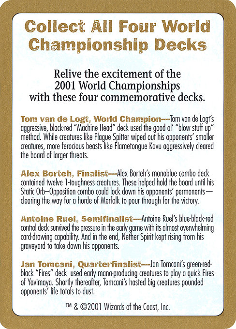 Tom van de Logt Bio [World Championship Decks 2000]