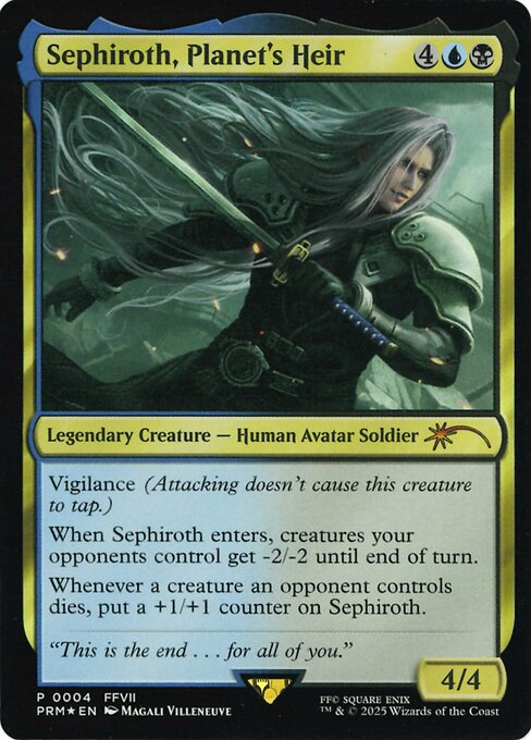 Sephiroth, Planet's Heir, carta Magic di tipo Legendary Creature — Human Avatar Soldier illustrata da Magali Villeneuve