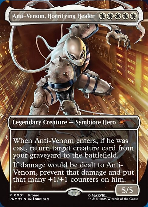 Anti-Venom, Horrifying Healer, carta Magic di tipo Legendary Creature — Symbiote Hero illustrata da Lordigan