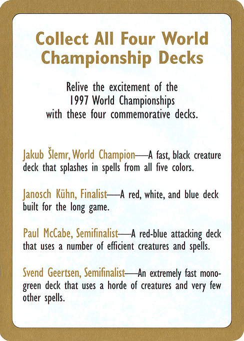1997 World Championships Ad (World Championship Decks 1997 #0)