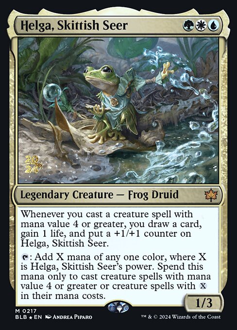 Helga, Skittish Seer (Bloomburrow Promos #217s)