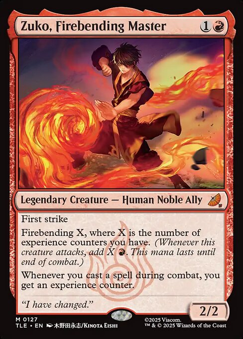 Zuko, Firebending Master magic the gathering card art