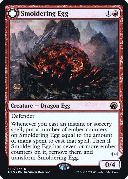 Smoldering Egg // Ashmouth Dragon (Innistrad: Midnight Hunt Promos #159s)