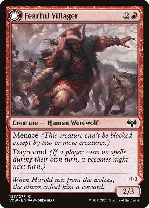 Fearful Villager // Fearsome Werewolf (Innistrad: Crimson Vow #157)