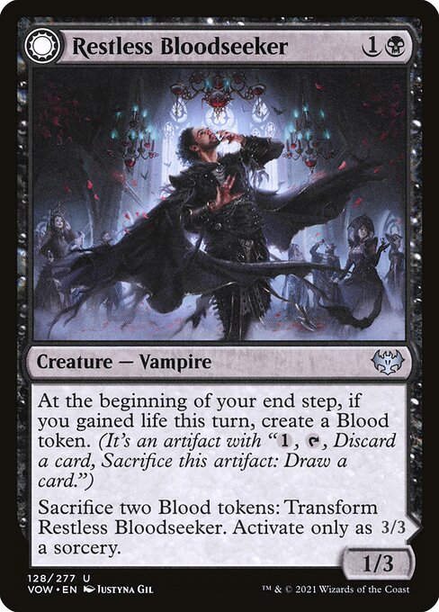 Restless Bloodseeker // Bloodsoaked Reveler (Innistrad: Crimson Vow #128)