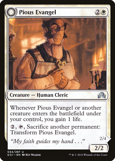 Pious Evangel // Wayward Disciple card image