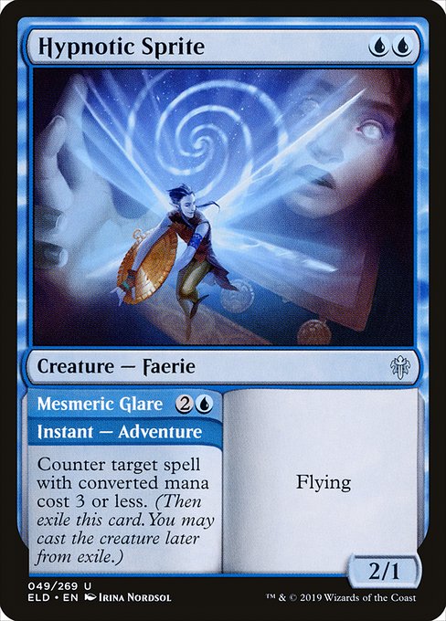 Hypnotic Sprite // Mesmeric Glare (Throne of Eldraine #49)