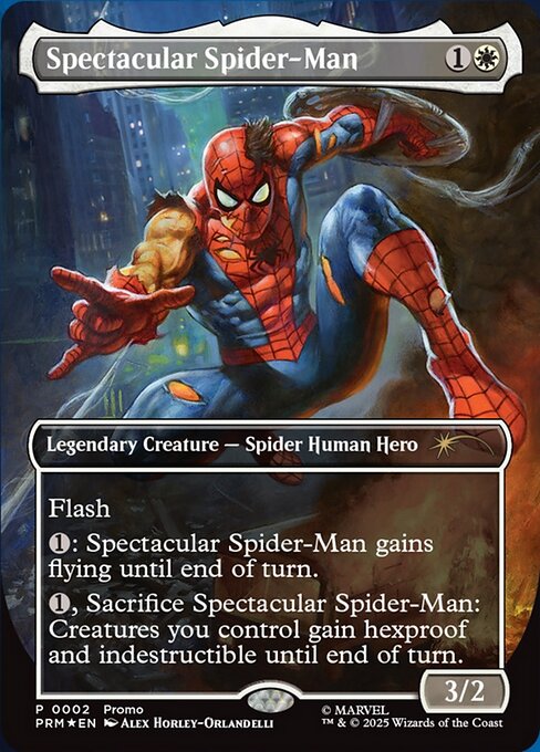 Spectacular Spider-Man, carta Magic di tipo Legendary Creature — Spider Human Hero illustrata da Alex Horley-Orlandelli