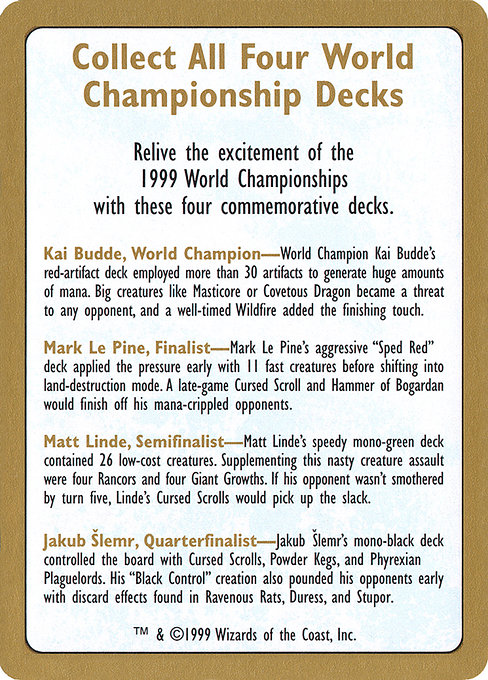 World Championship Decks 1999 - Visual Spoiler - MTG Print