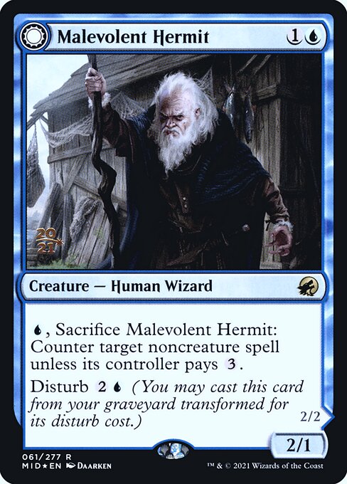 Malevolent Hermit // Benevolent Geist (Innistrad: Midnight Hunt Promos #61s)